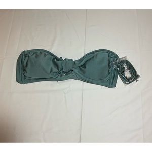Nine West Womens Large Green Bandeau Removeable Straps Bikini Top NWT